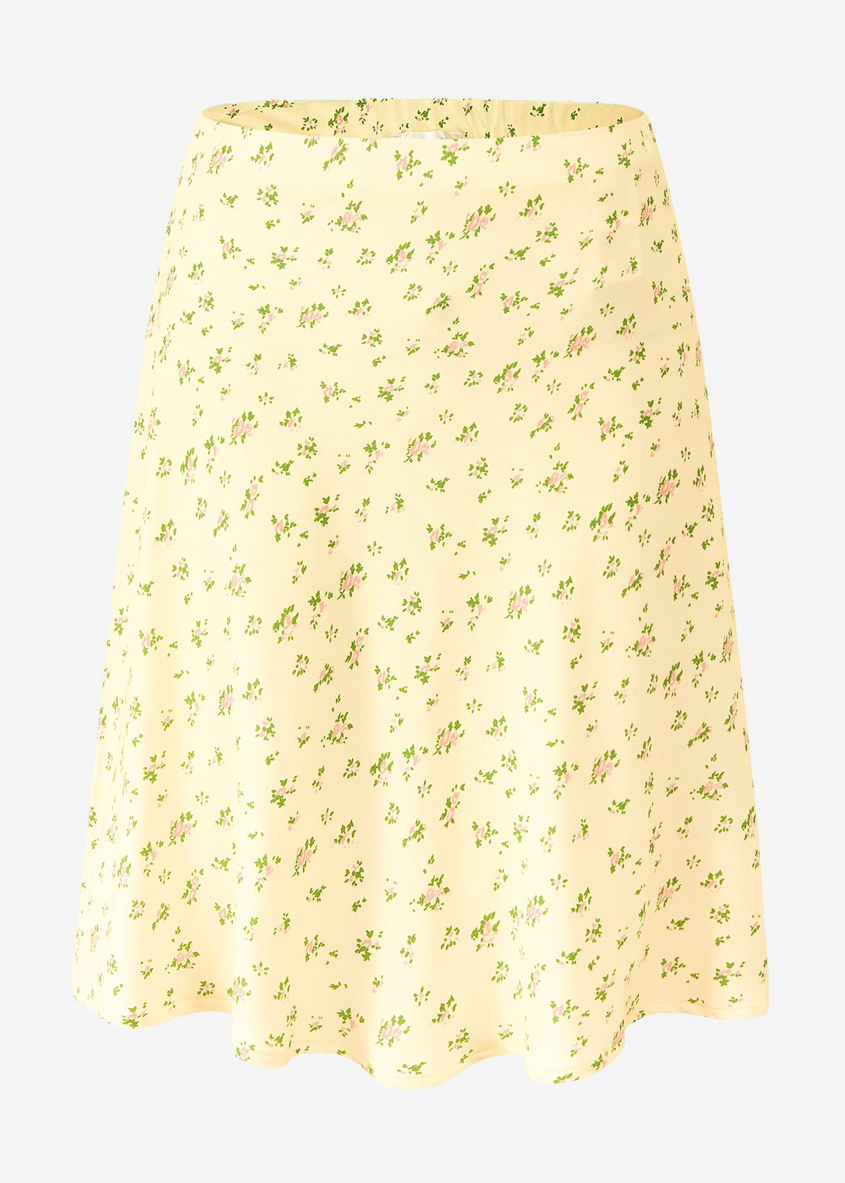 Rock mit floralem Print - buttergelb