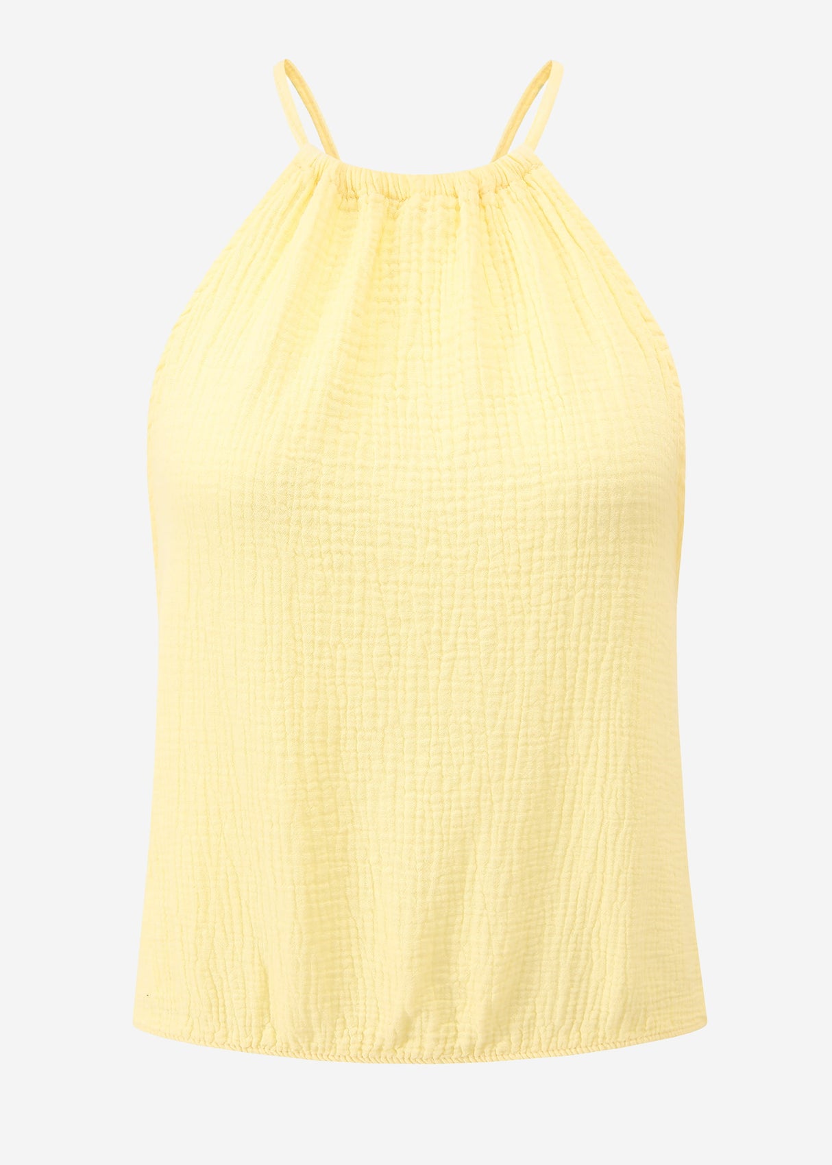 Schulterfreies Musselin Top - buttergelb