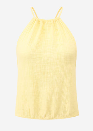 Schulterfreies Musselin Top - buttergelb