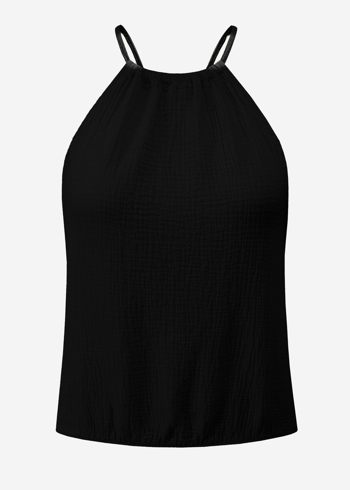 Schulterfreies Musselin Top - schwarz