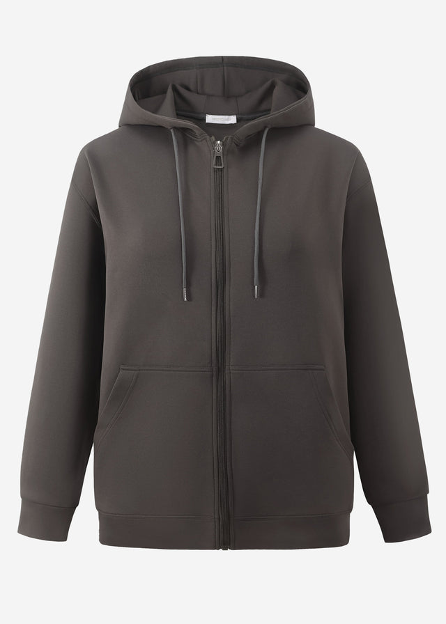 Oversized hooded sweat jacket - grey