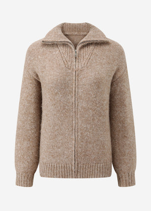 Cardigan with zipper - taupe