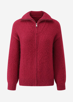 Cardigan with zipper - dark red