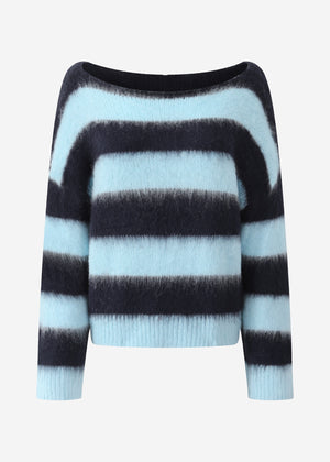Gestreifter Pullover - blau