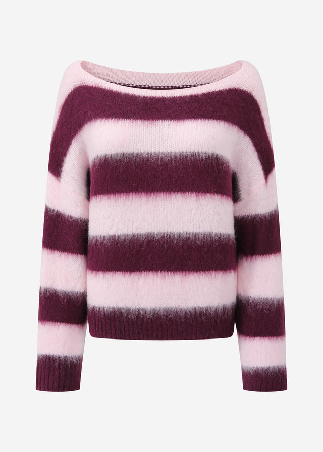 Gestreifter Pullover - plum-rosa