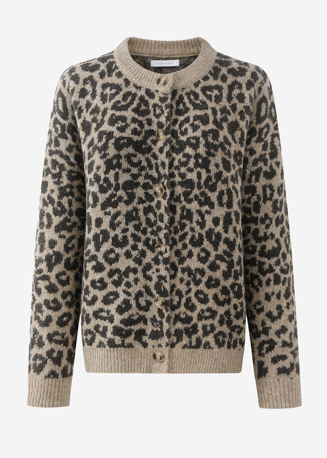 Cardigan mit Leo-Muster - beige