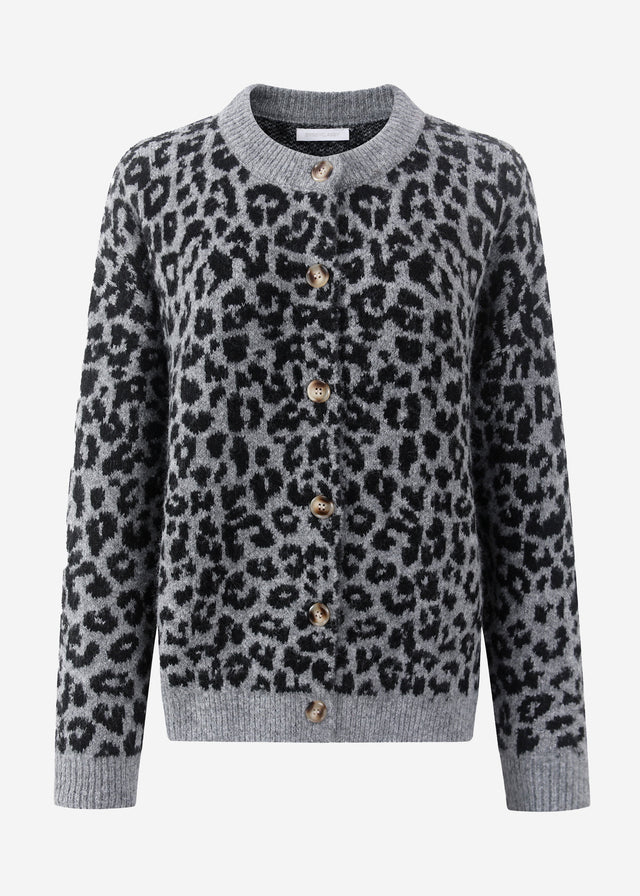 Cardigan with leopard print - grey