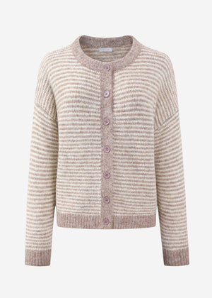 Striped cardigan - taupe/offwhite