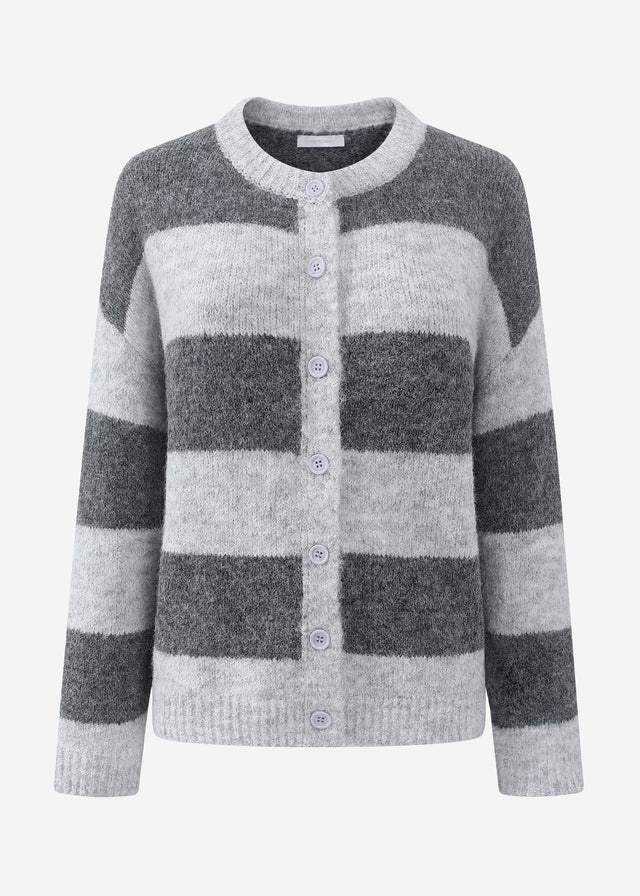 Cardigan mit Blockstreifen - grau