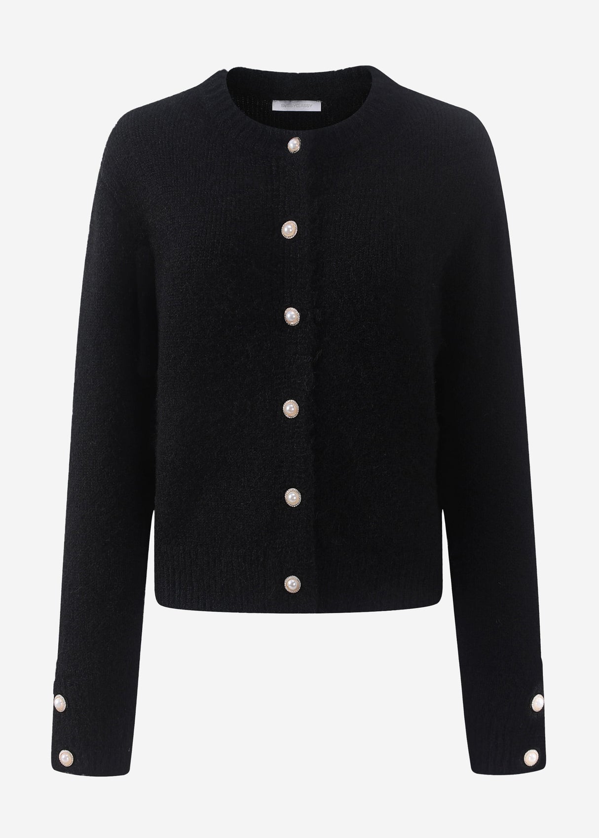 Cardigan mit Perlenknöpfen - schwarz
