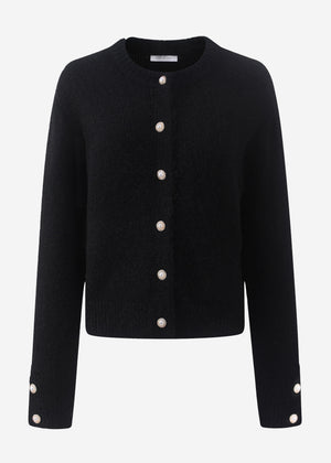 Cardigan mit Perlenknöpfen - schwarz