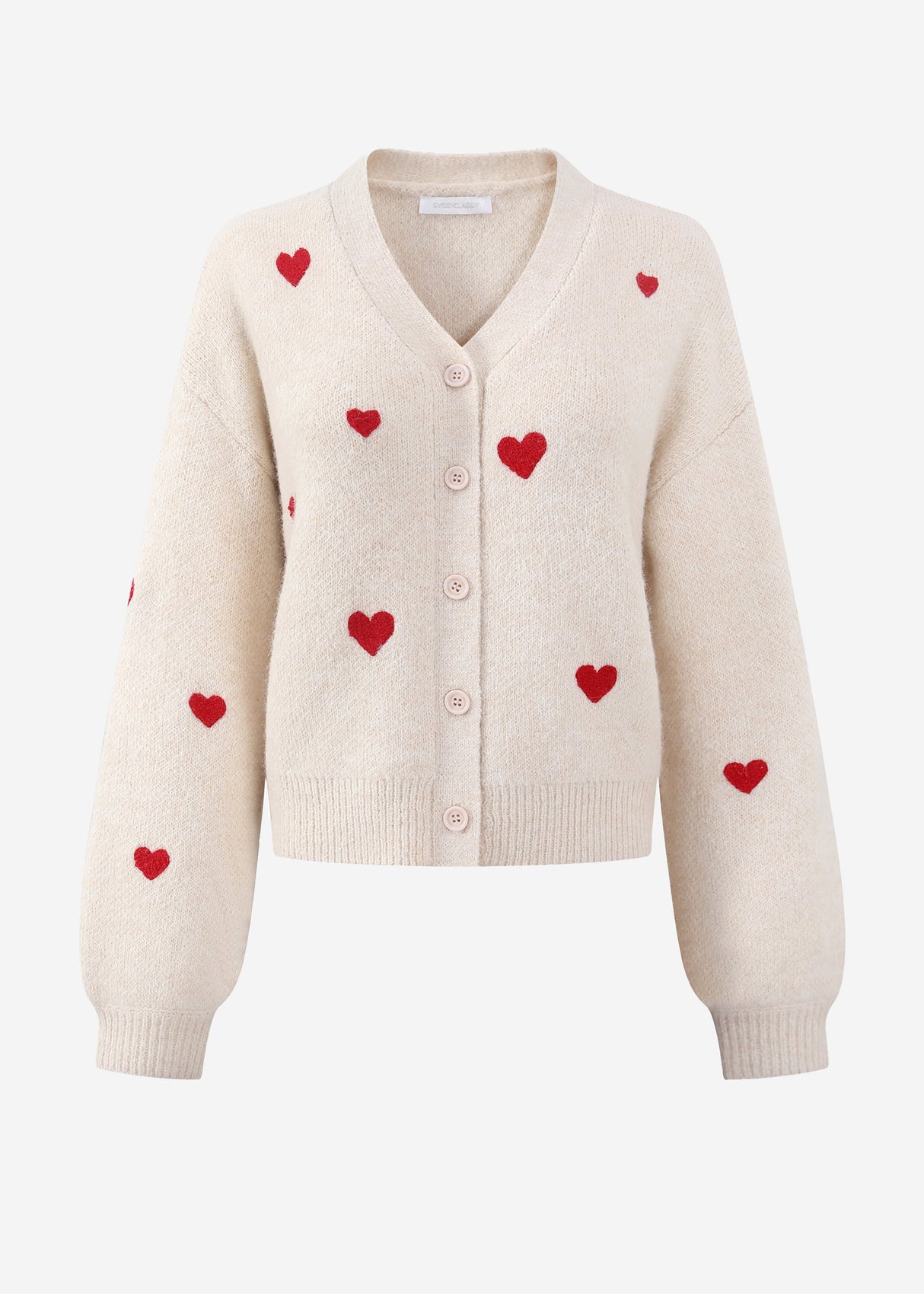 Cardigan with red heart - off-white