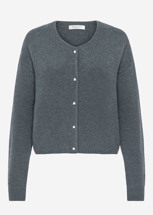Weicher Strickcardigan mit Zierknöpfen - grau