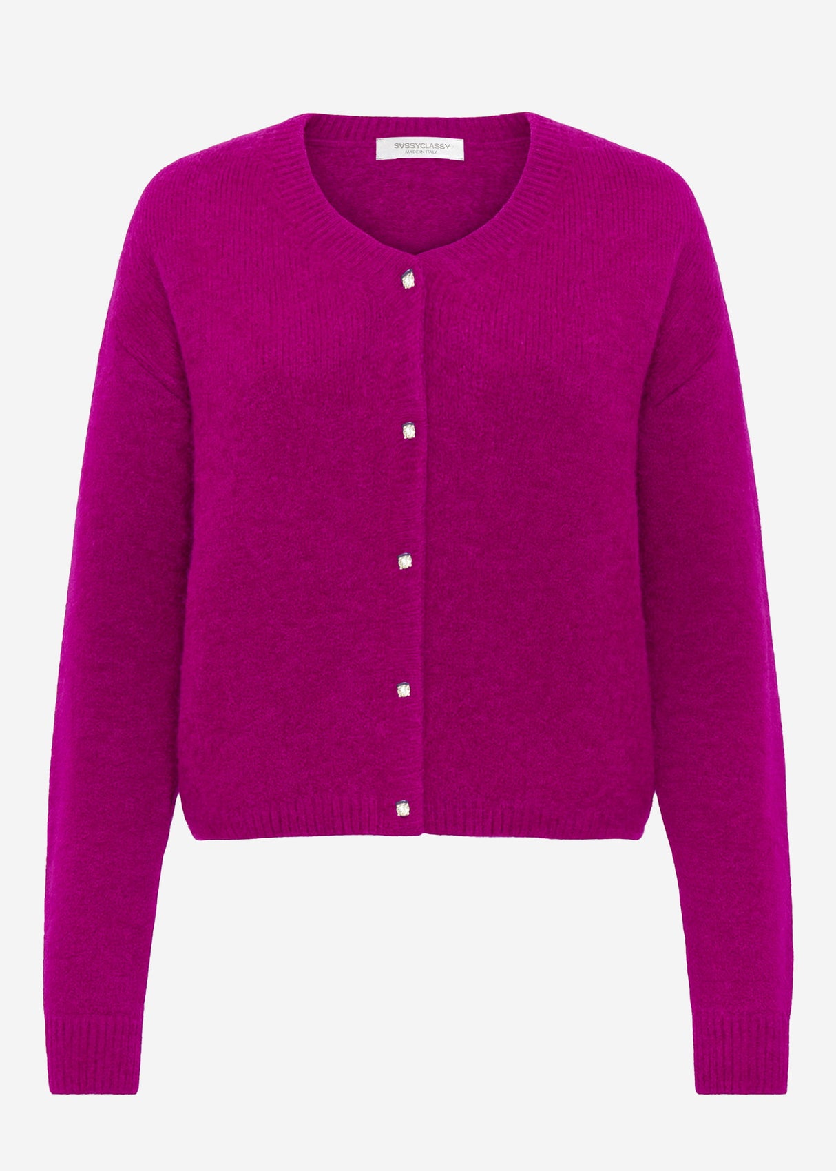 Weicher Strickcardigan mit Zierknöpfen - plum