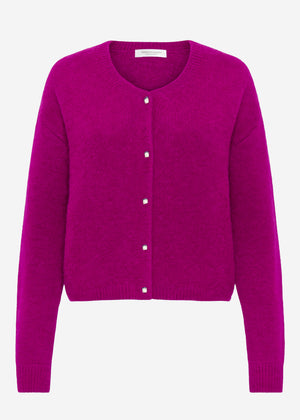 Weicher Strickcardigan mit Zierknöpfen - plum