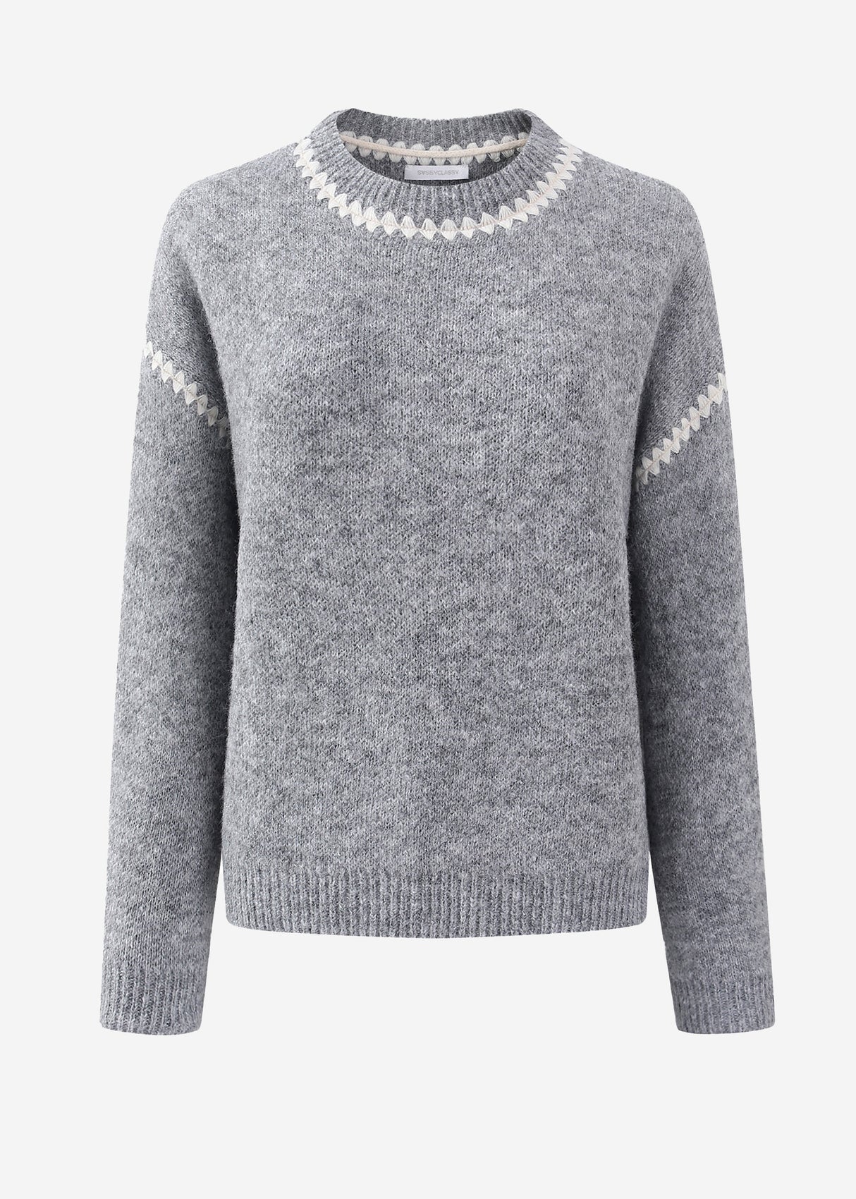 Sweater with decorative stitching - gray