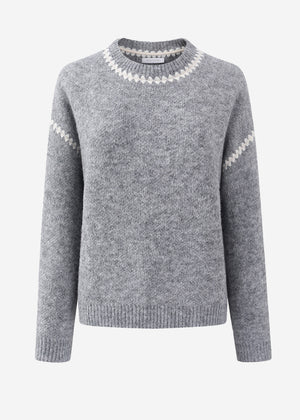 Sweater with decorative stitching - gray