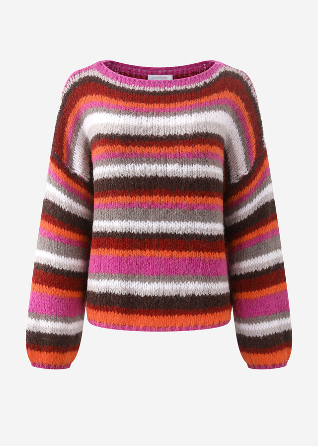 Gestreifter, mehrfarbiger Pullover - orange