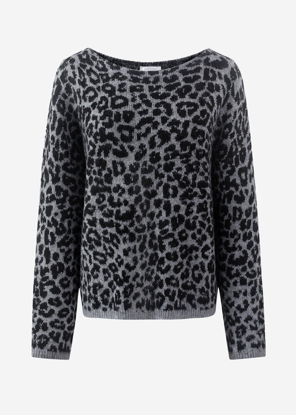 Sweater with Leo pattern-light gray black