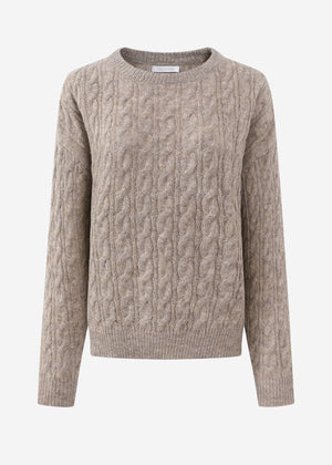 Sweater with a cable pattern - taupe