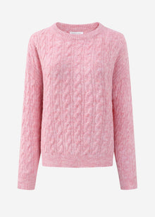 Pullover mit Zopfmuster - rosa