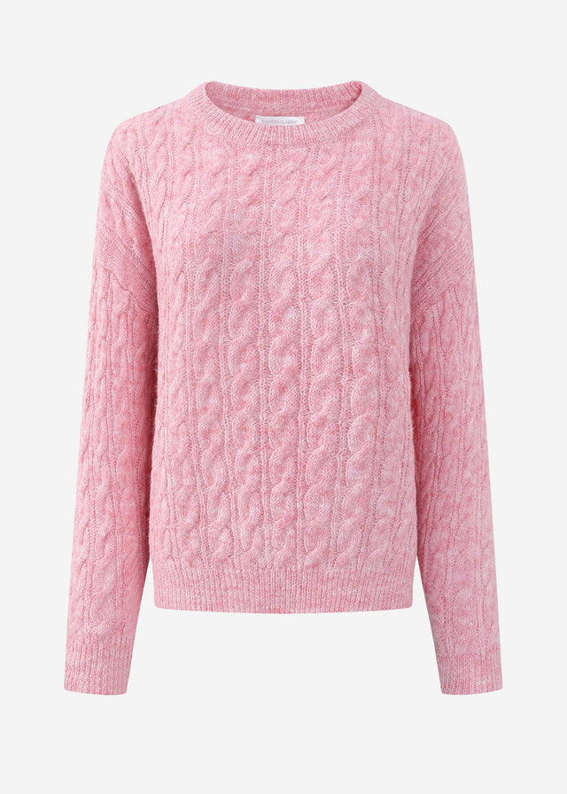 Pullover mit Zopfmuster - rosa