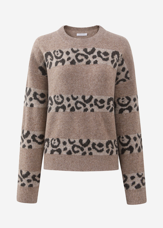 Pullover mit Leo-Streifen - taupe