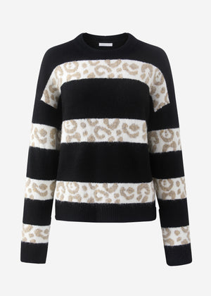 Sweater with Leo stripes-black-off-white