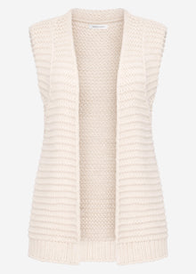 Long sleeveless waistcoat with textured shoulders - off-white