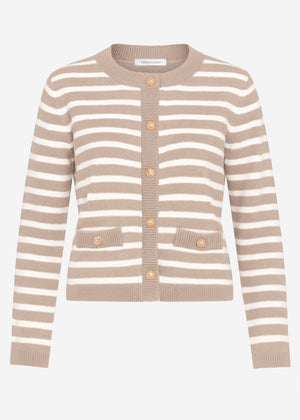Elegant cardigan with striped pattern - beige