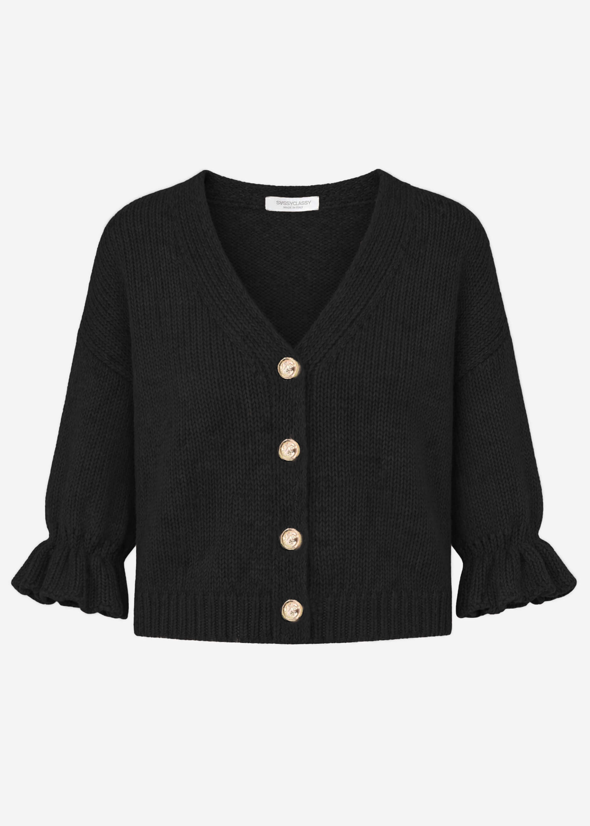 3/4-sleeve cardigan - black – SASSYCLASSY