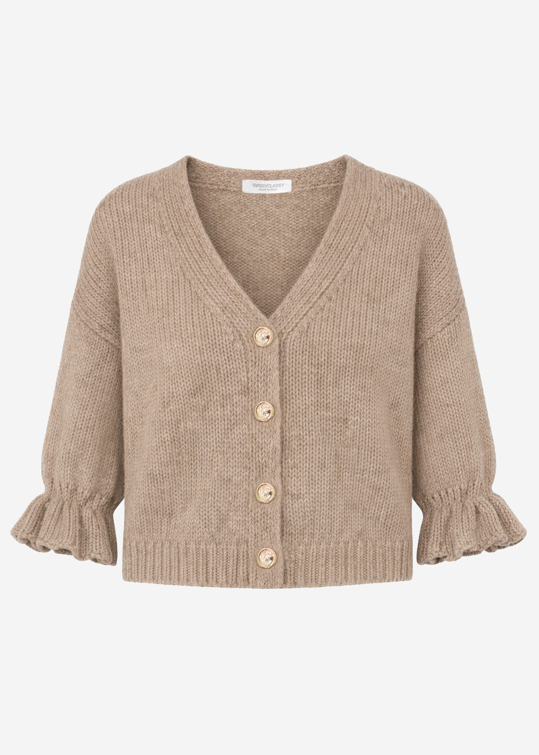 Cardigan with 3/4 sleeves - taupe – SASSYCLASSY