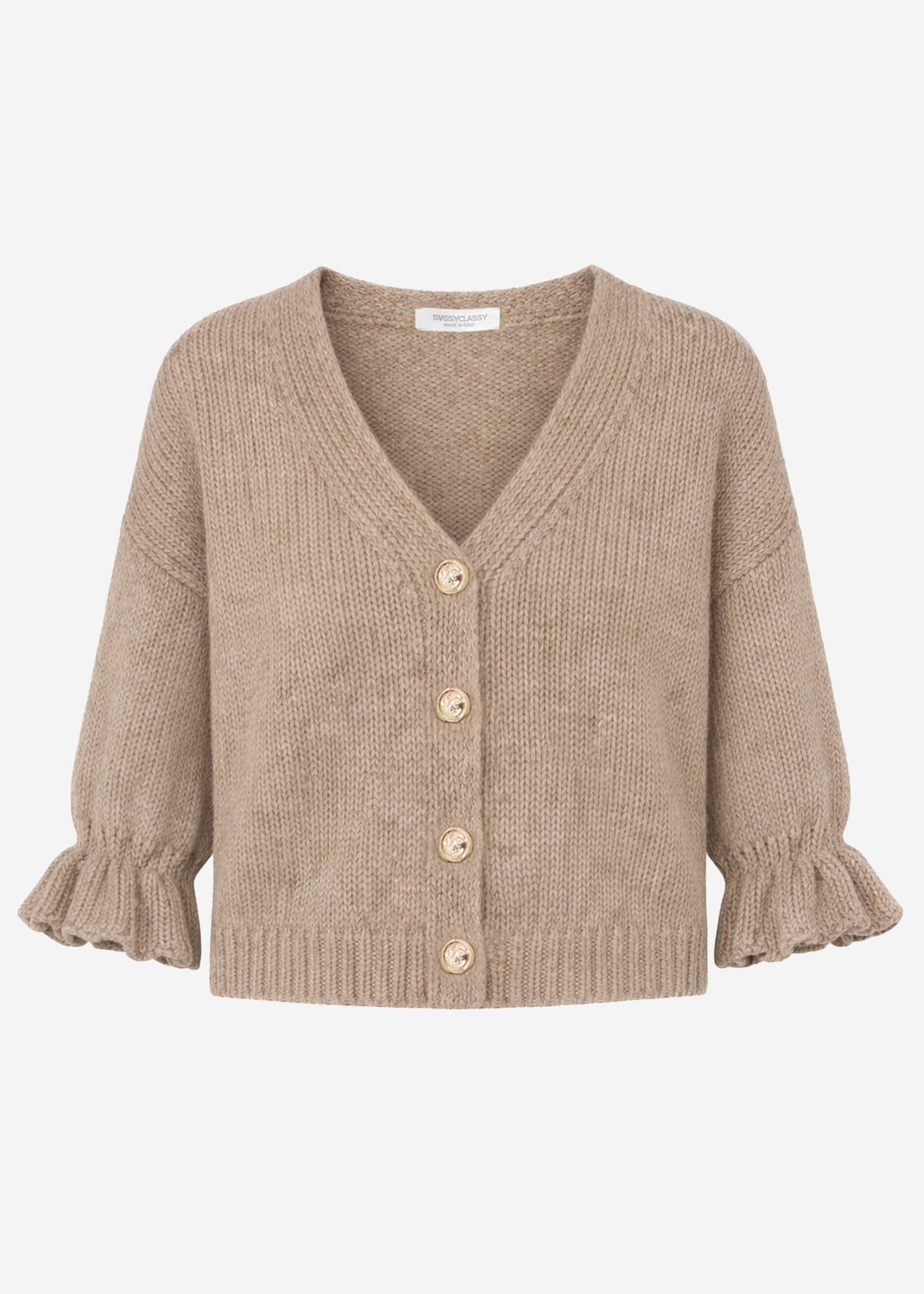 Cardigan with 3/4 sleeves - taupe