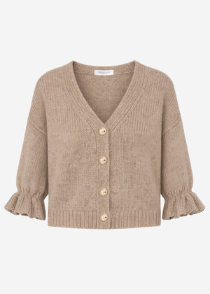 Cardigan with 3/4 sleeves - taupe