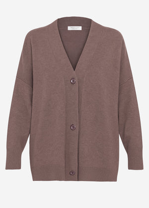 Oversized cardigan with V-neck and cashmere content - taupe