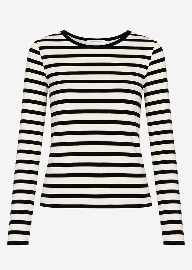 Striped long-sleeved top - white