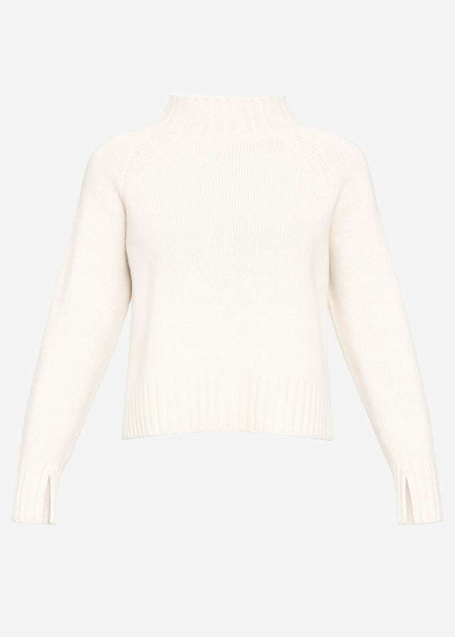 Pullover mit Stehkragen und Ärmelschlitzen - offwhite