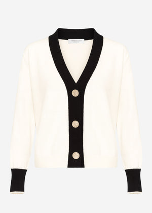 Cardigan mit Kontrastblende - offwhite