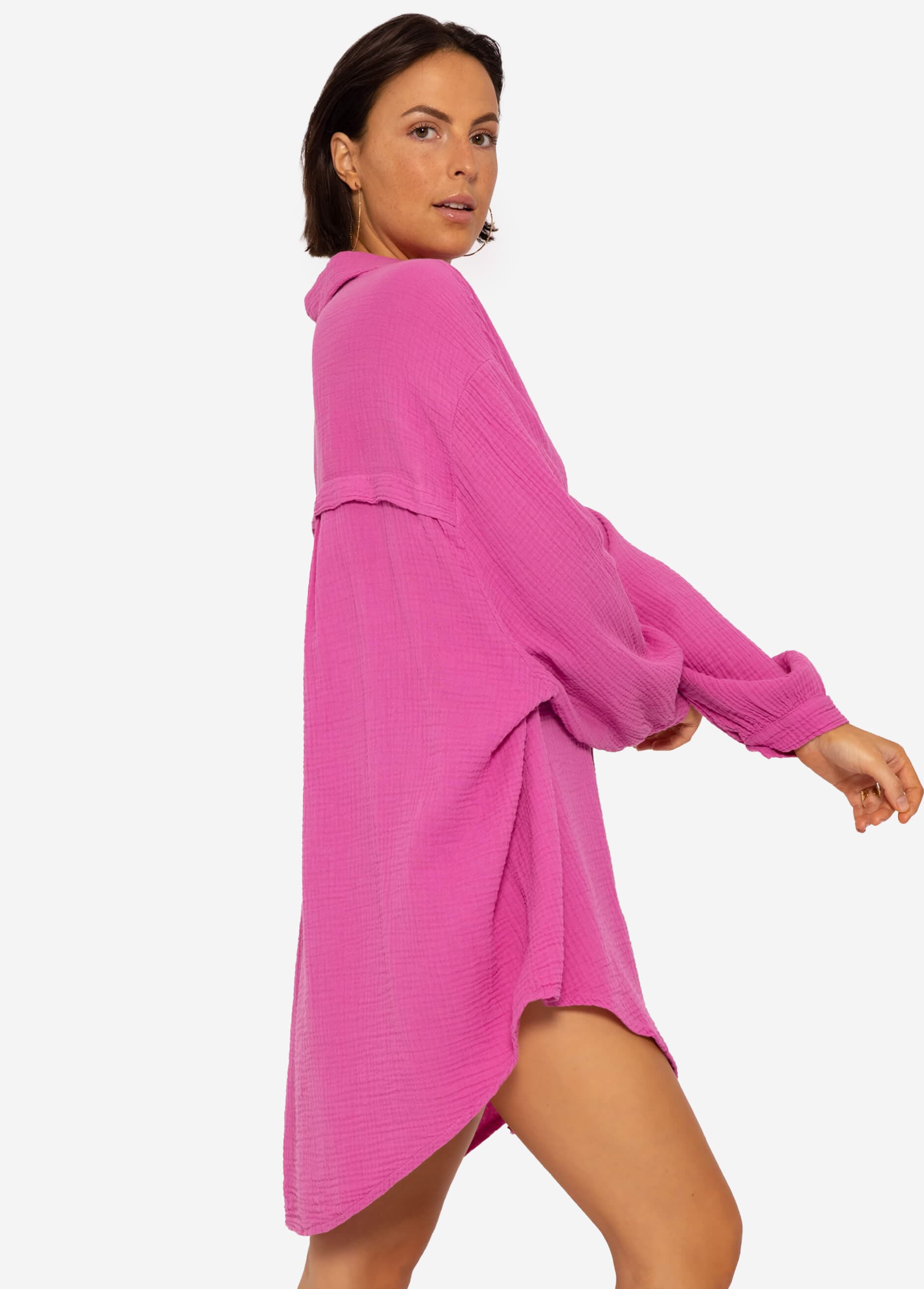 Musselin Bluse oversize, orchidee