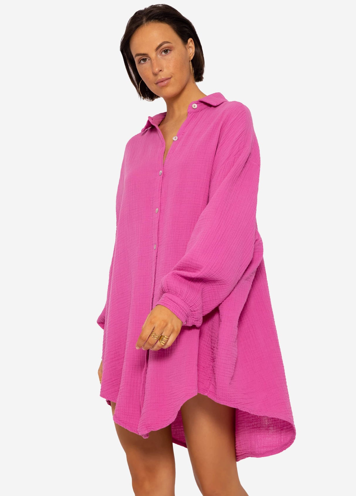 Muslin blouse oversize, orchid