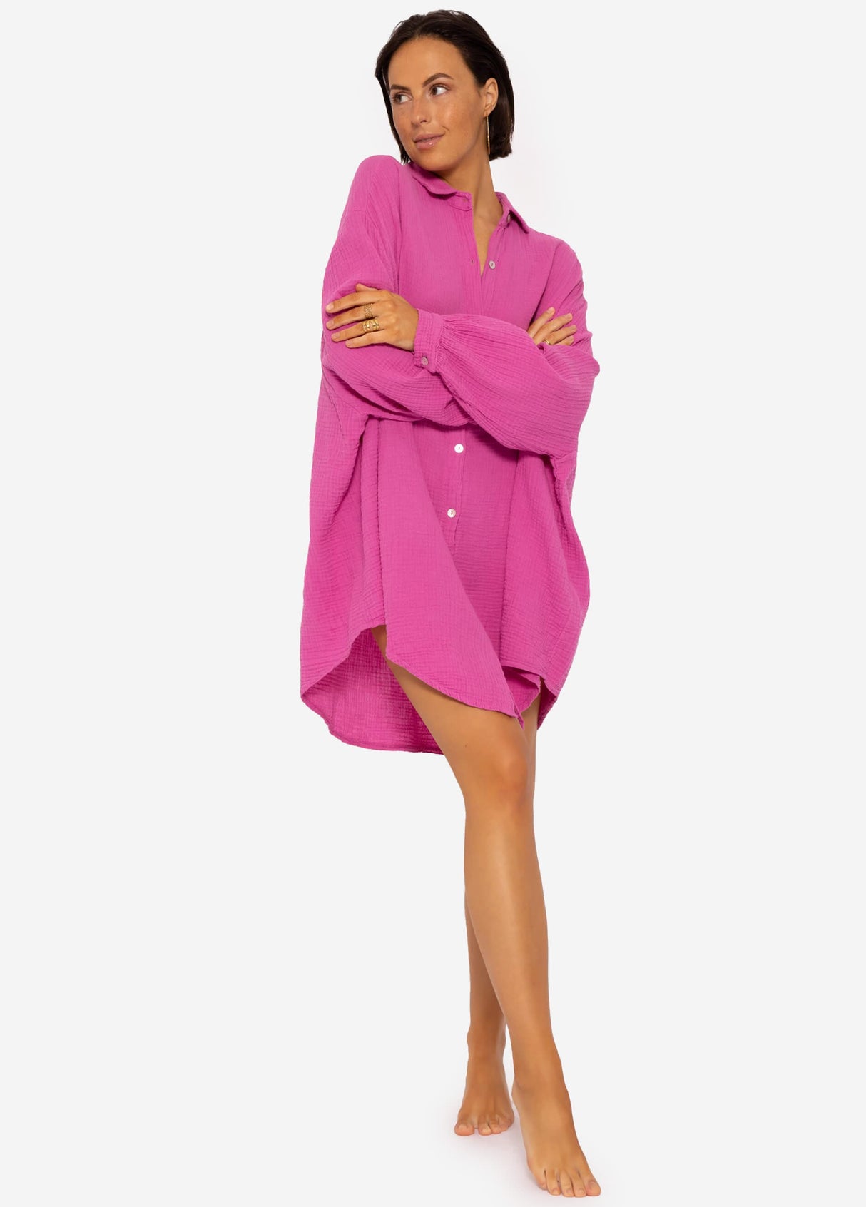 Muslin blouse oversize, orchid