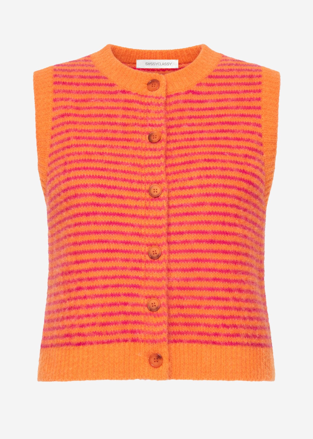 Striped knitted vest - orange