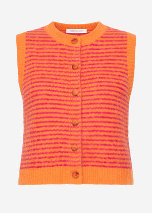 Striped knitted vest - orange