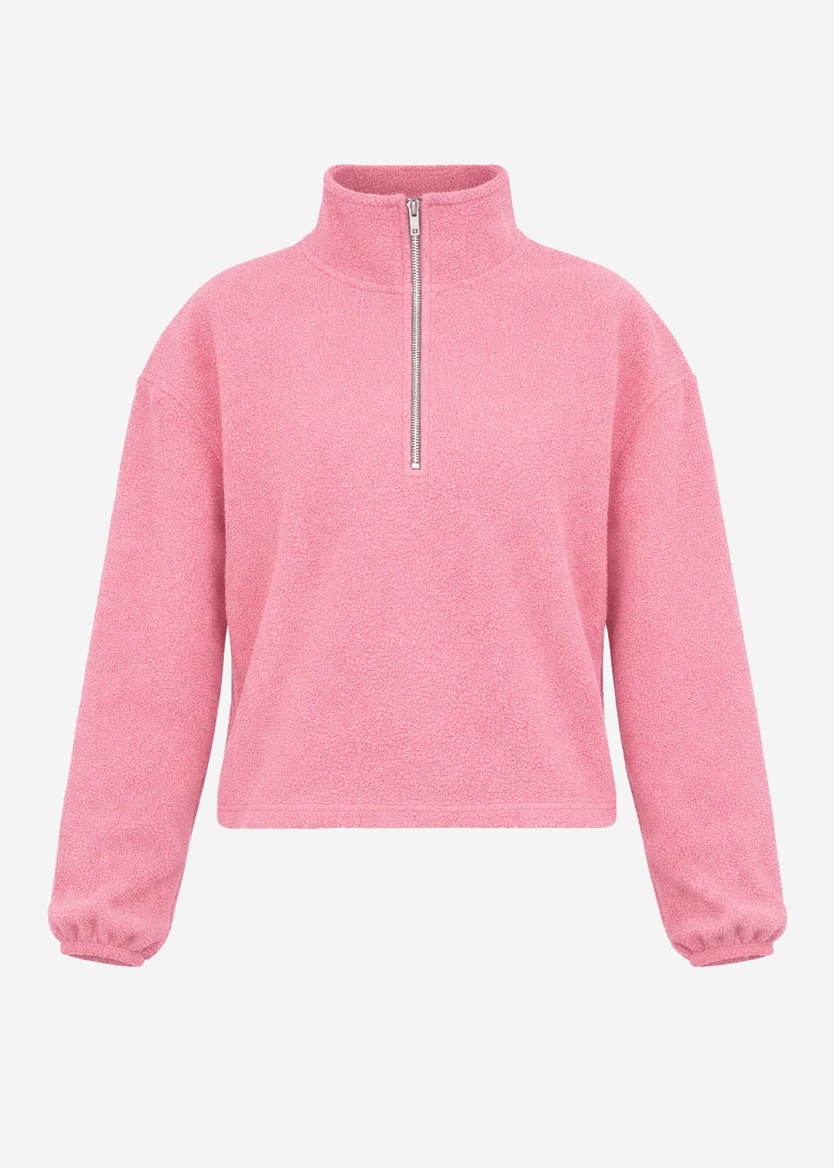 Oversized fleece sweatshirt with zipper - pink