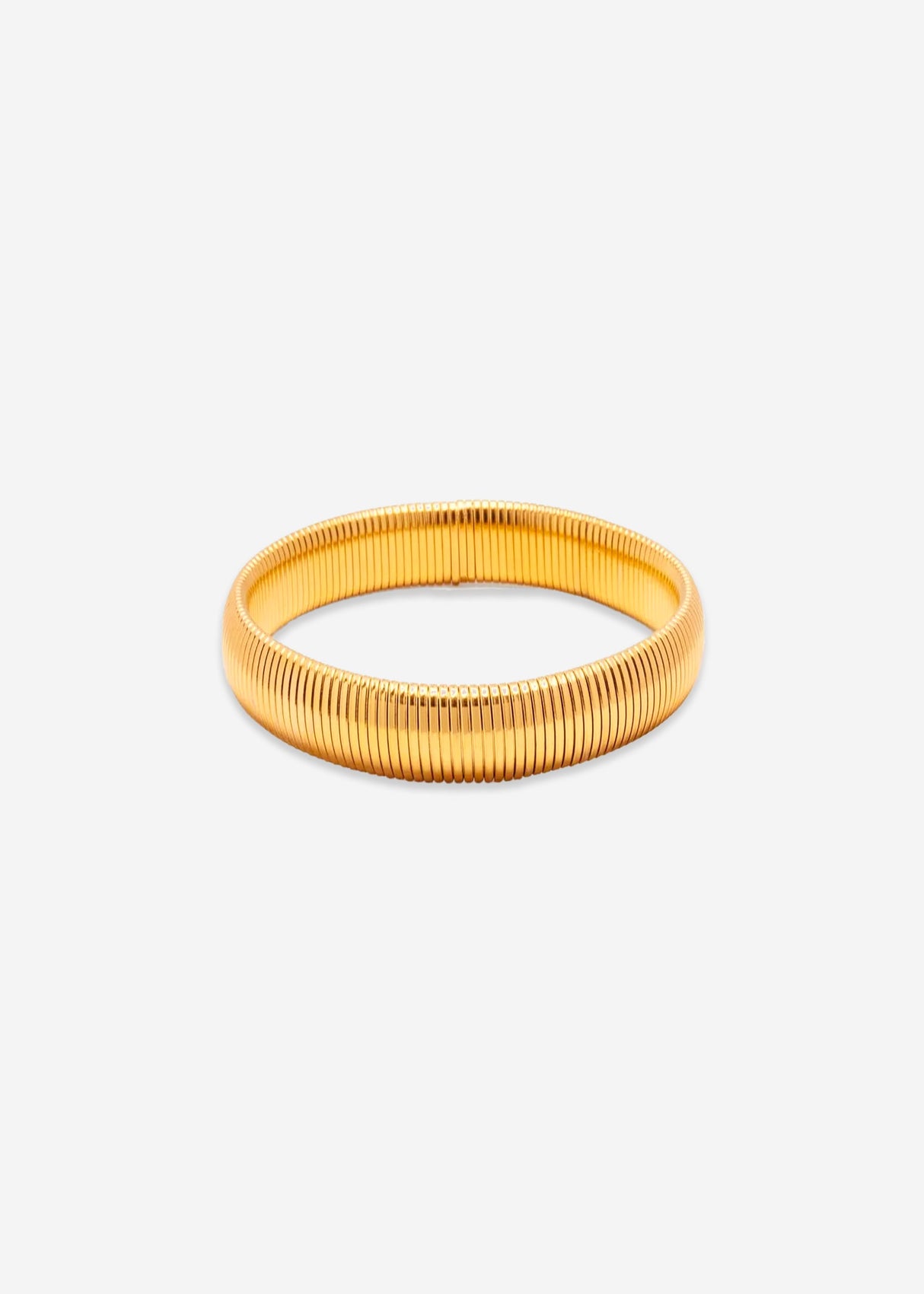 Wide grooved bracelet - gold