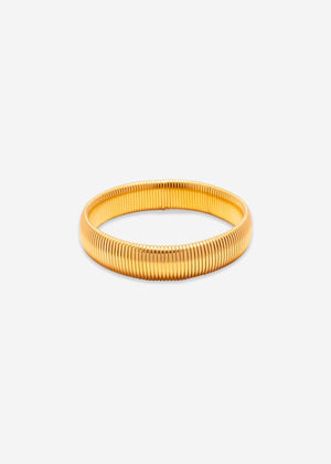 Wide grooved bracelet - gold