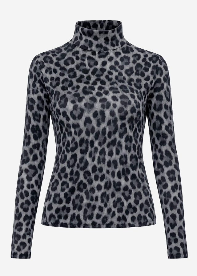Langarmshirt im Leo-Print - grau