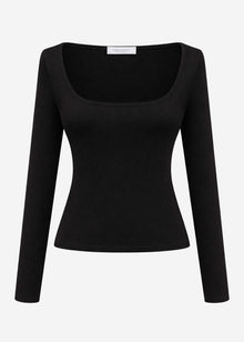 Langarmshirt mit Ausschnitt - schwarz