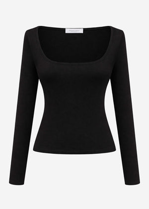 Langarmshirt mit Ausschnitt - schwarz