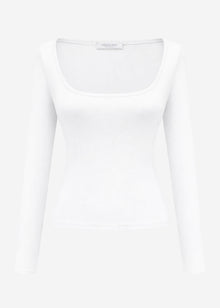 Langarmshirt mit Ausschnitt - offwhite
